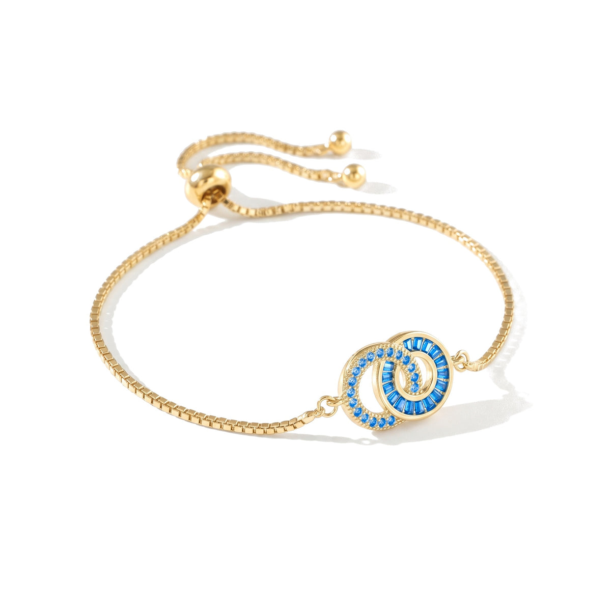 Mutter-Tochter-Armband in Gold – Mutter: Dezember (Blauer Zirkon), Tochter: Dezember (Blauer Zirkon)