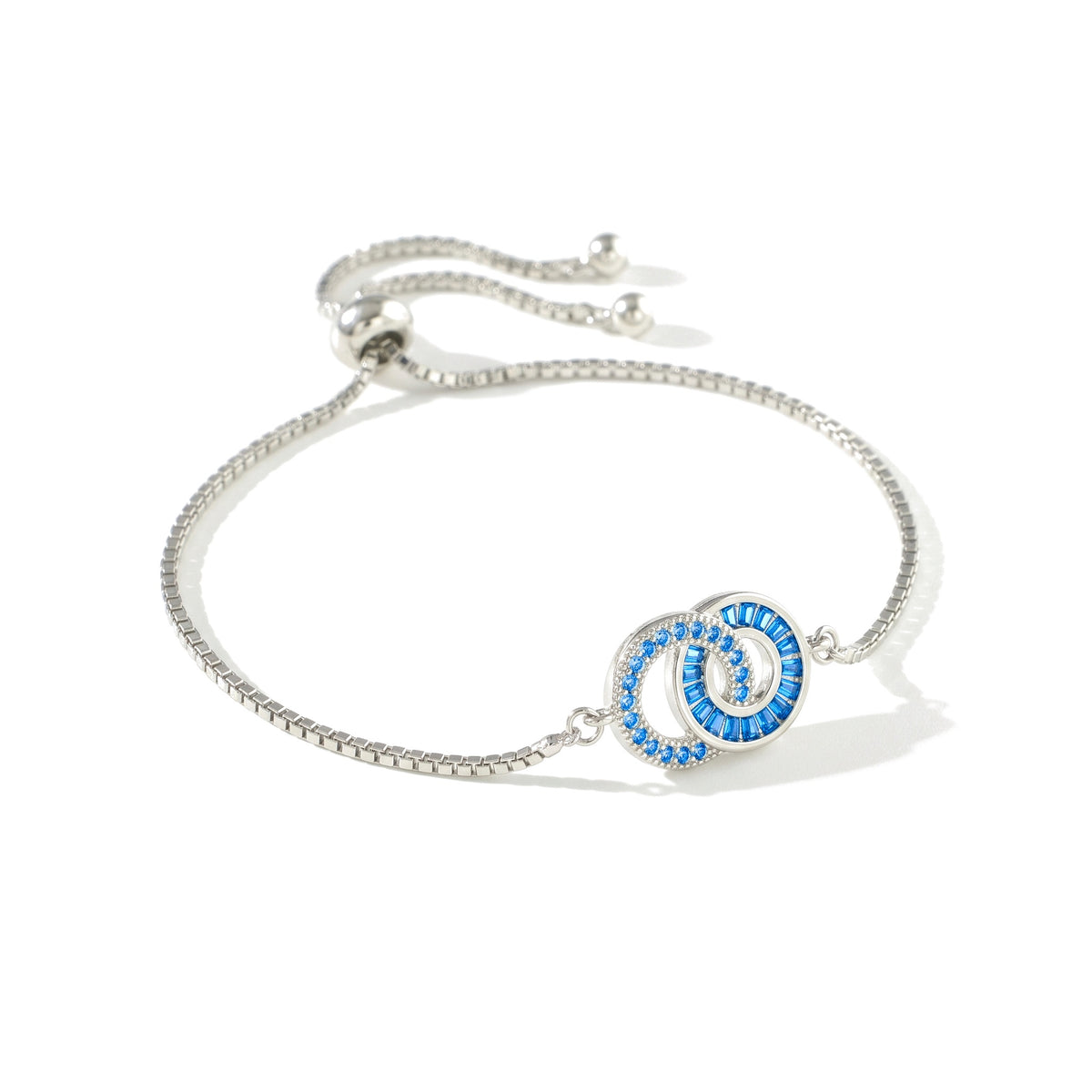 Mutter-Tochter-Armband in Silber – Mutter: Dezember (Blauer Zirkon), Tochter: Dezember (Blauer Zirkon)