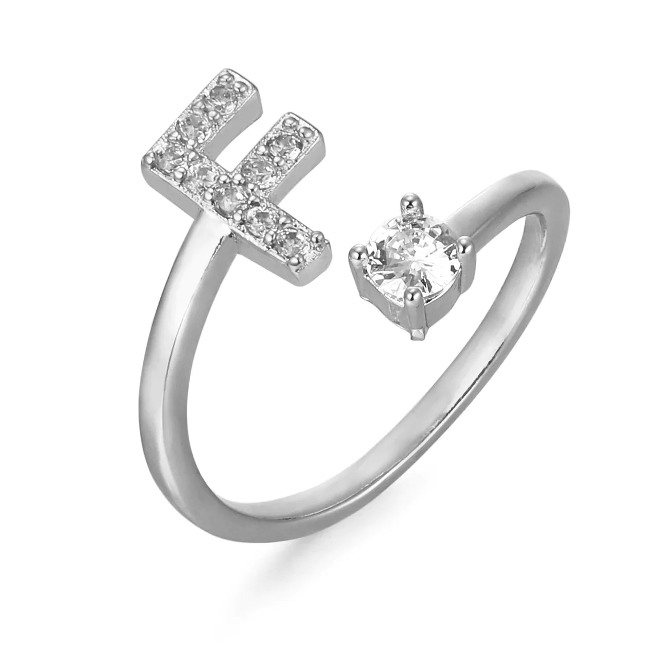 Cubic zirconia letter ring