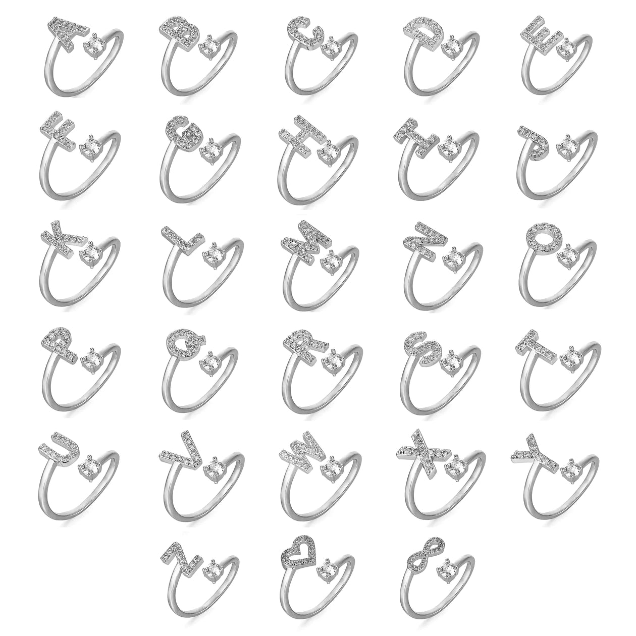 Zirkonia Buchstaben Ring