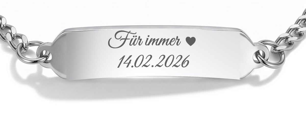 Beispiel: Gravur auf der Rückseite des Augen-Armbands