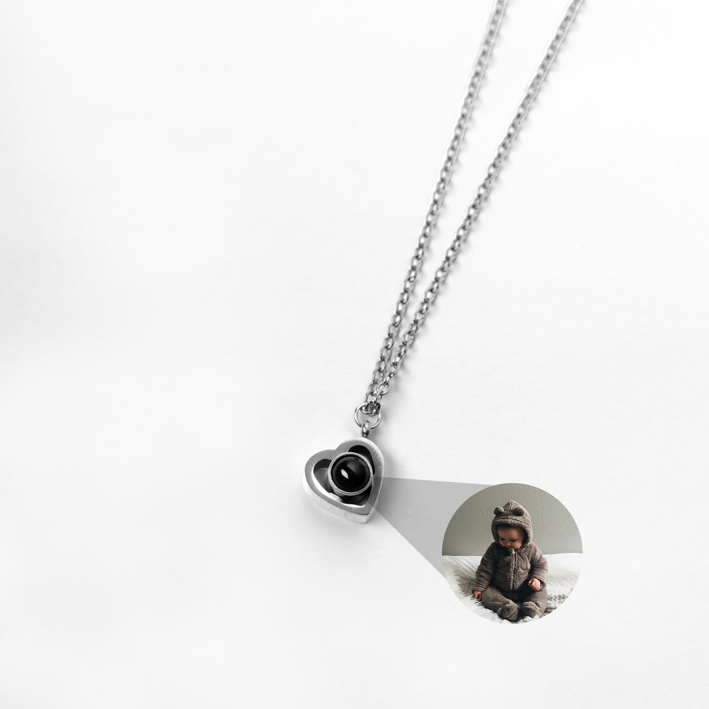 Personalized heart shaped photo necklace