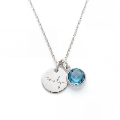 Individuelle Namenskette mit Geburtsstein