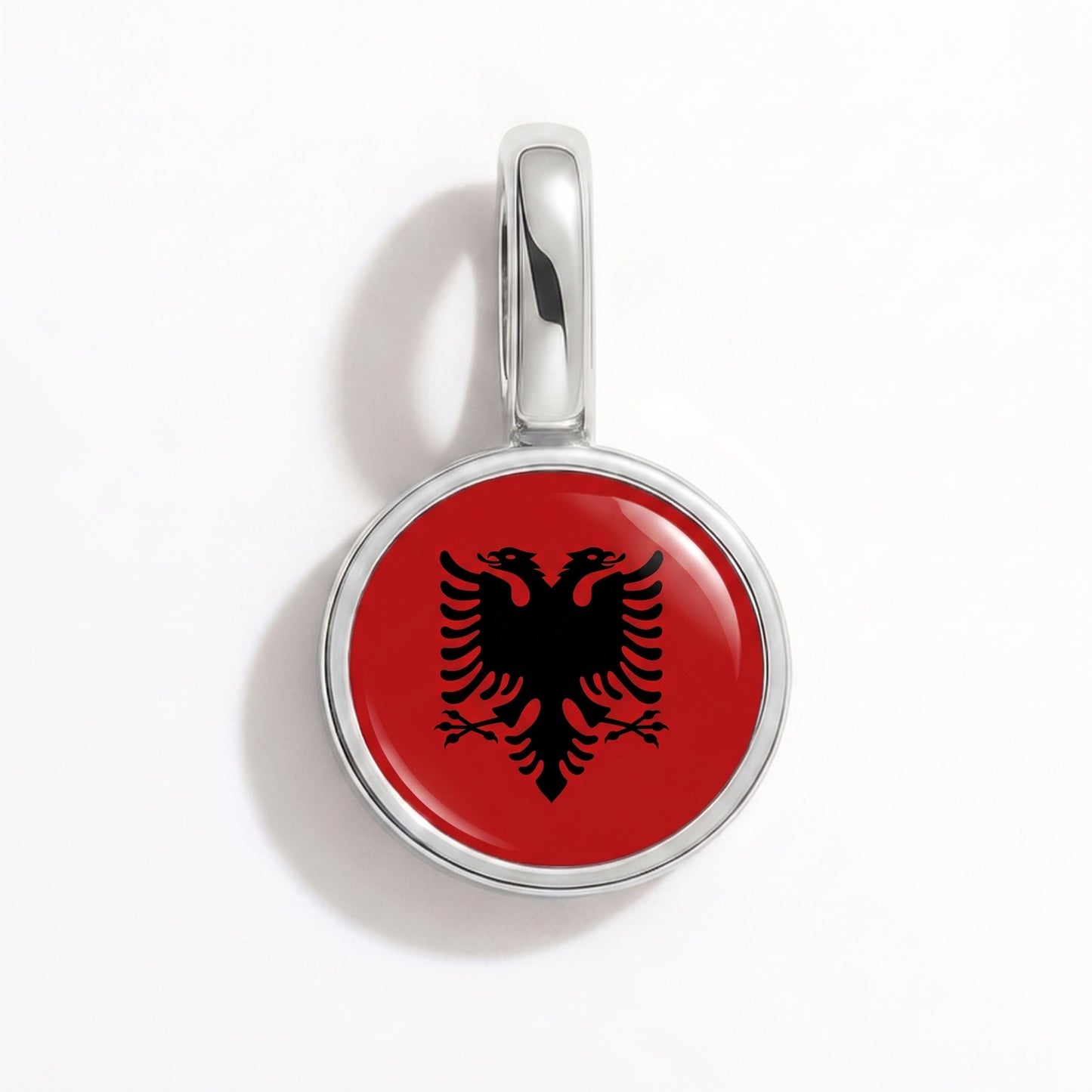 Albanien Flagge – Charm Silber