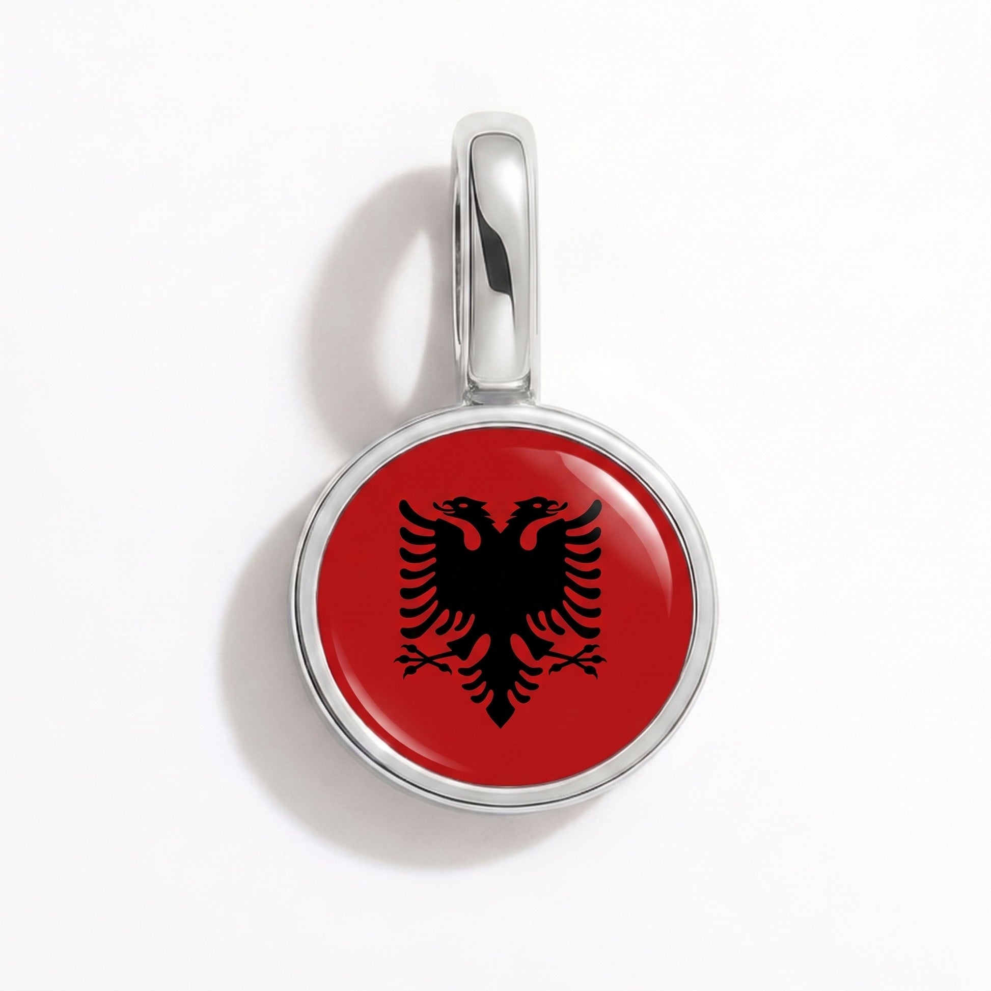 Albanien Flagge – Charm Silber
