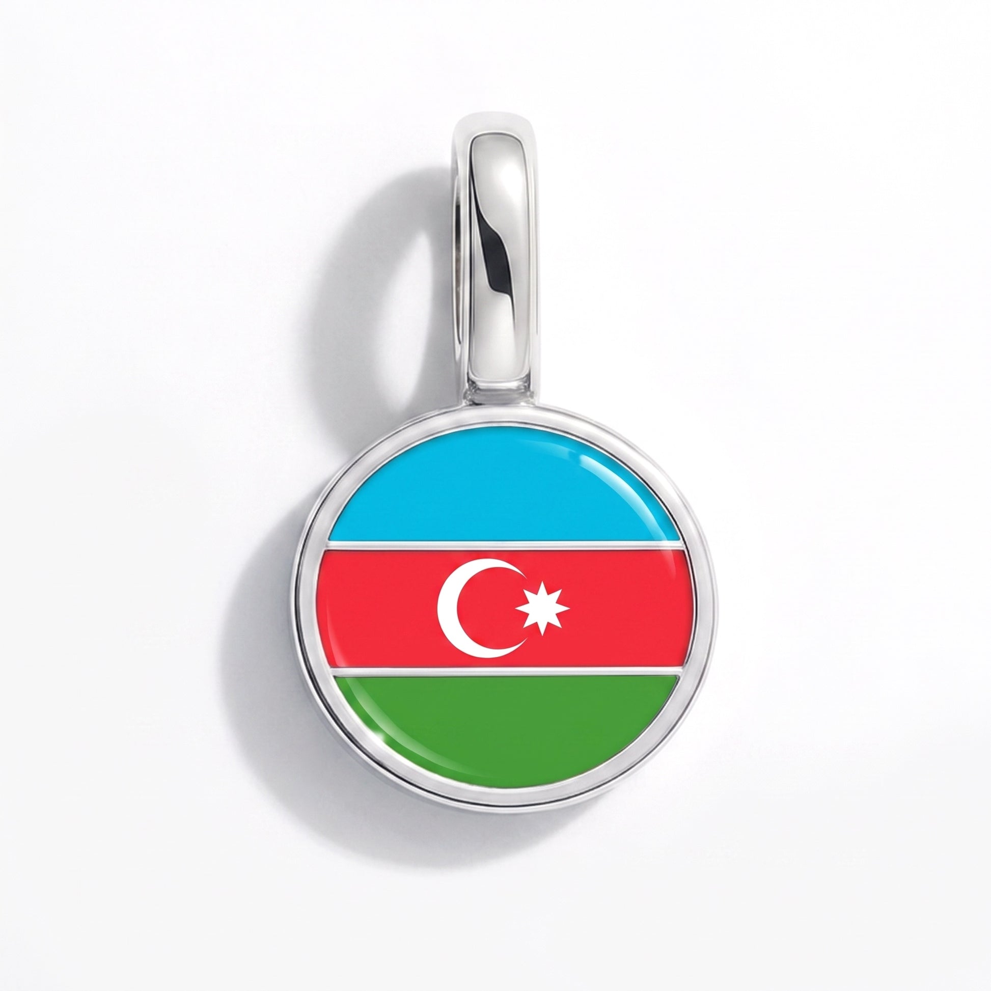 Aserbaidschan Flagge – Charm Silber