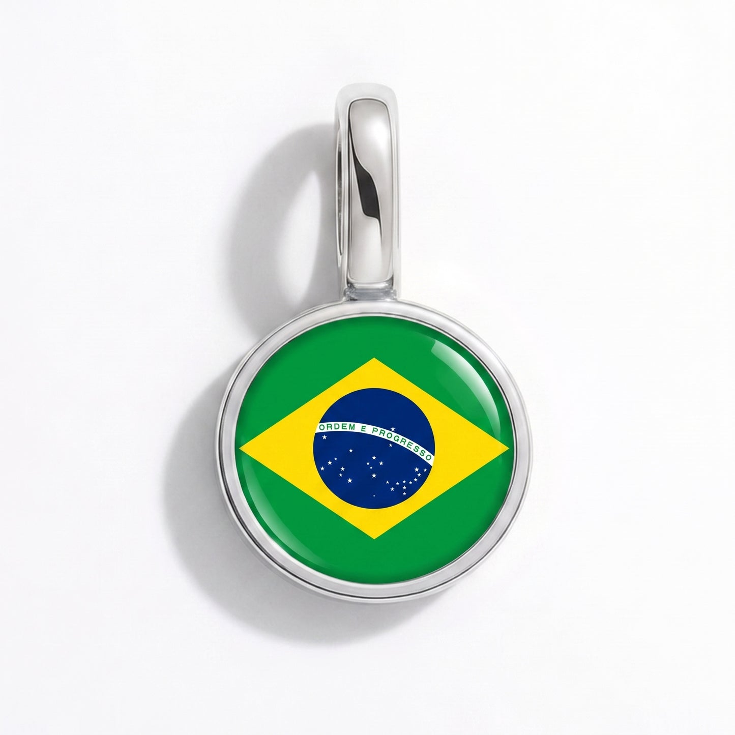 Brasilien Flagge – Charm Silber