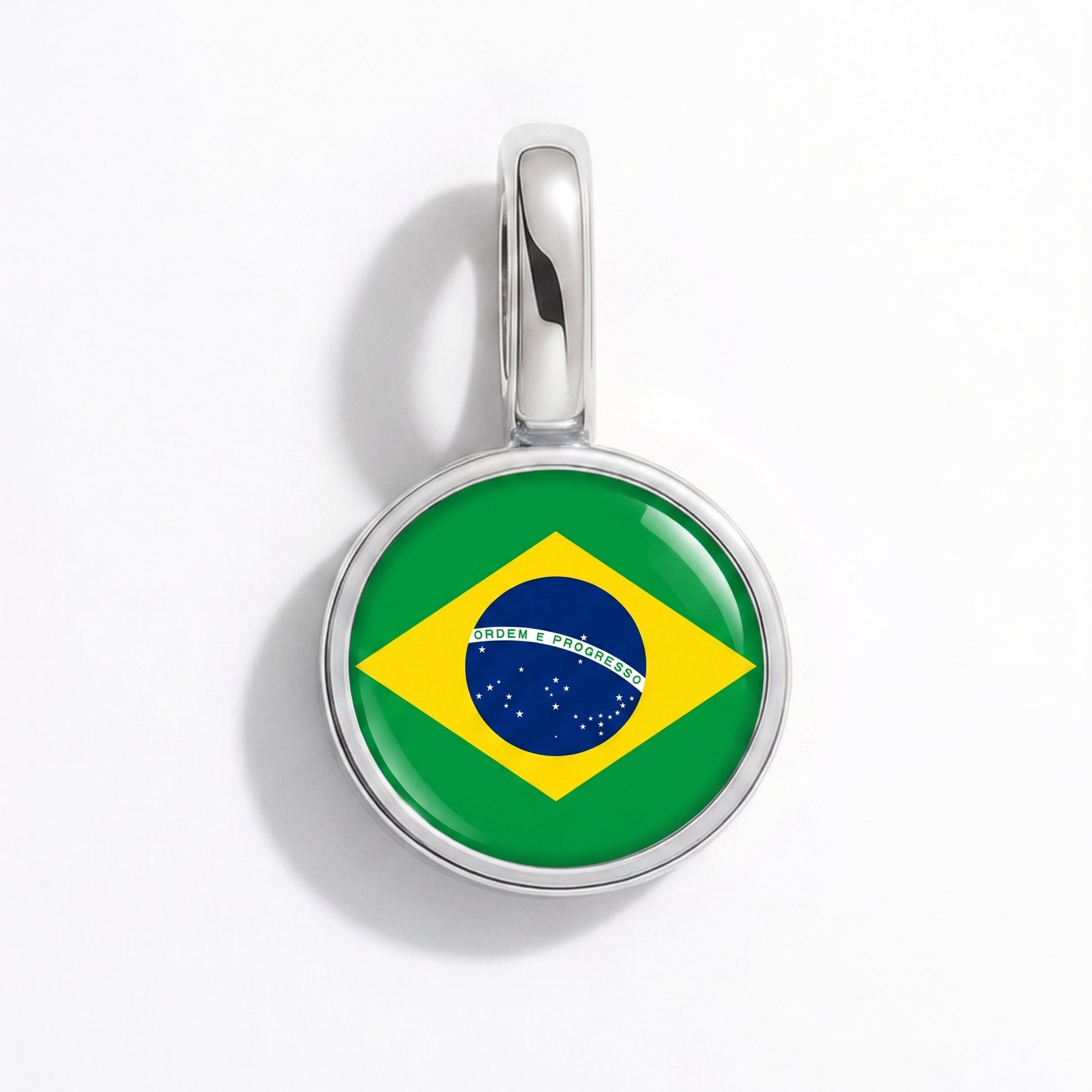 Brasilien Flagge – Charm Silber