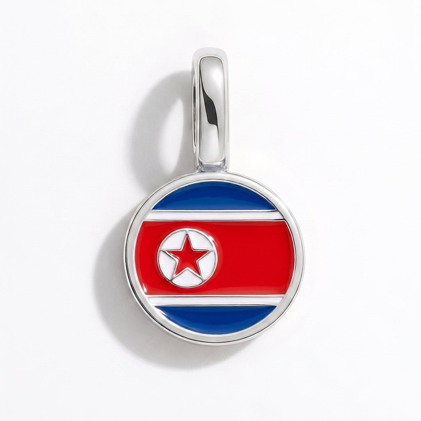 Nordkorea Flagge – Charm Silber