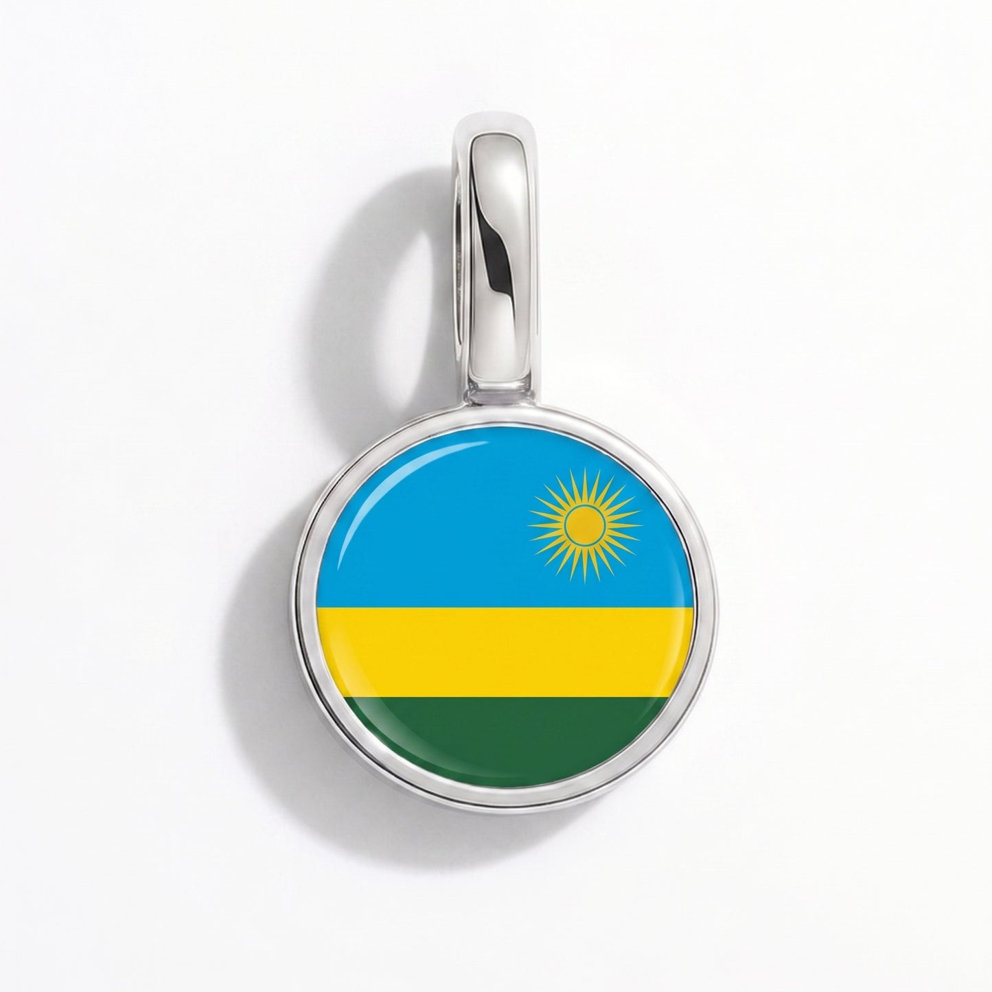Ruanda Flagge – Charm Silber