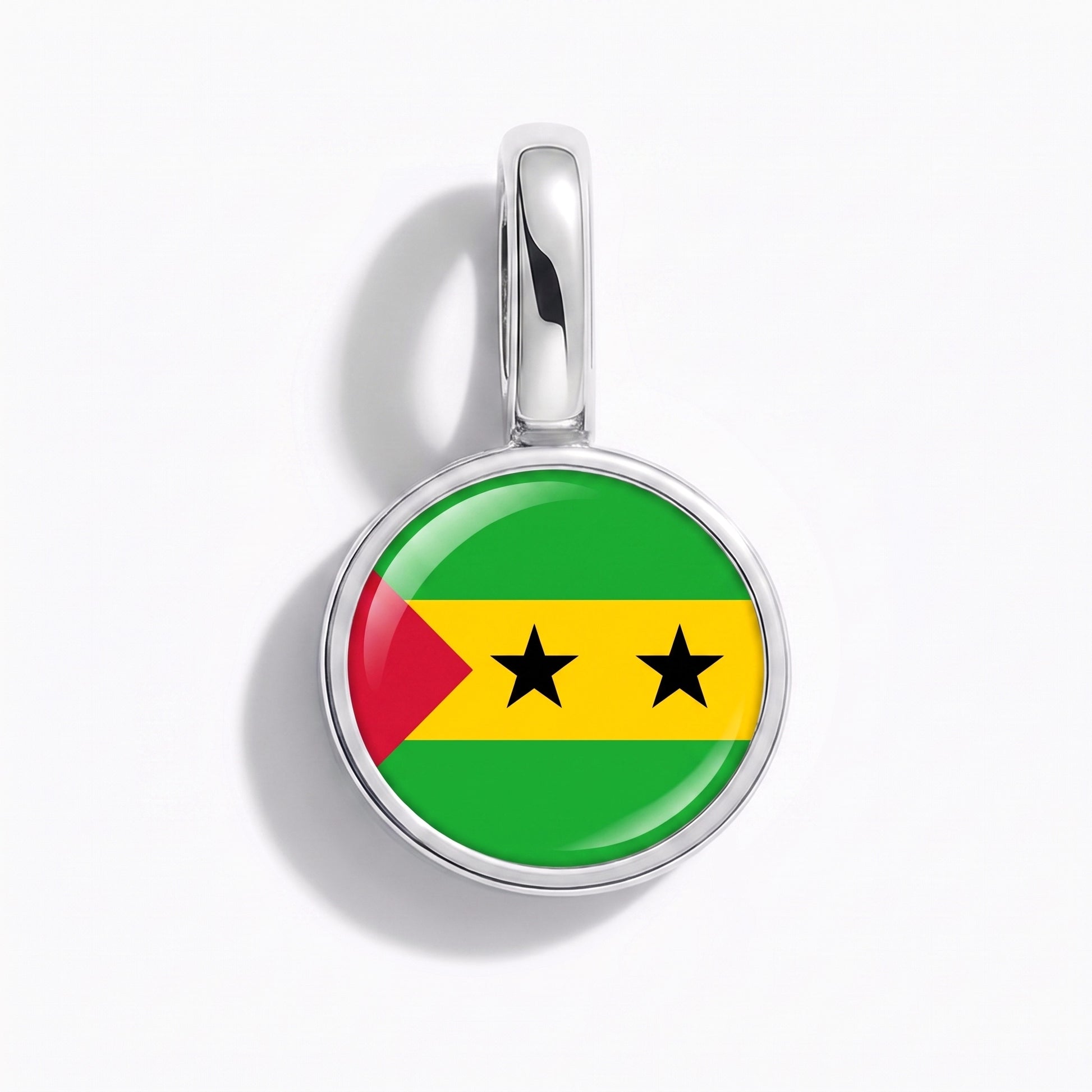 São Tomé und Príncipe Flagge – Charm Silber