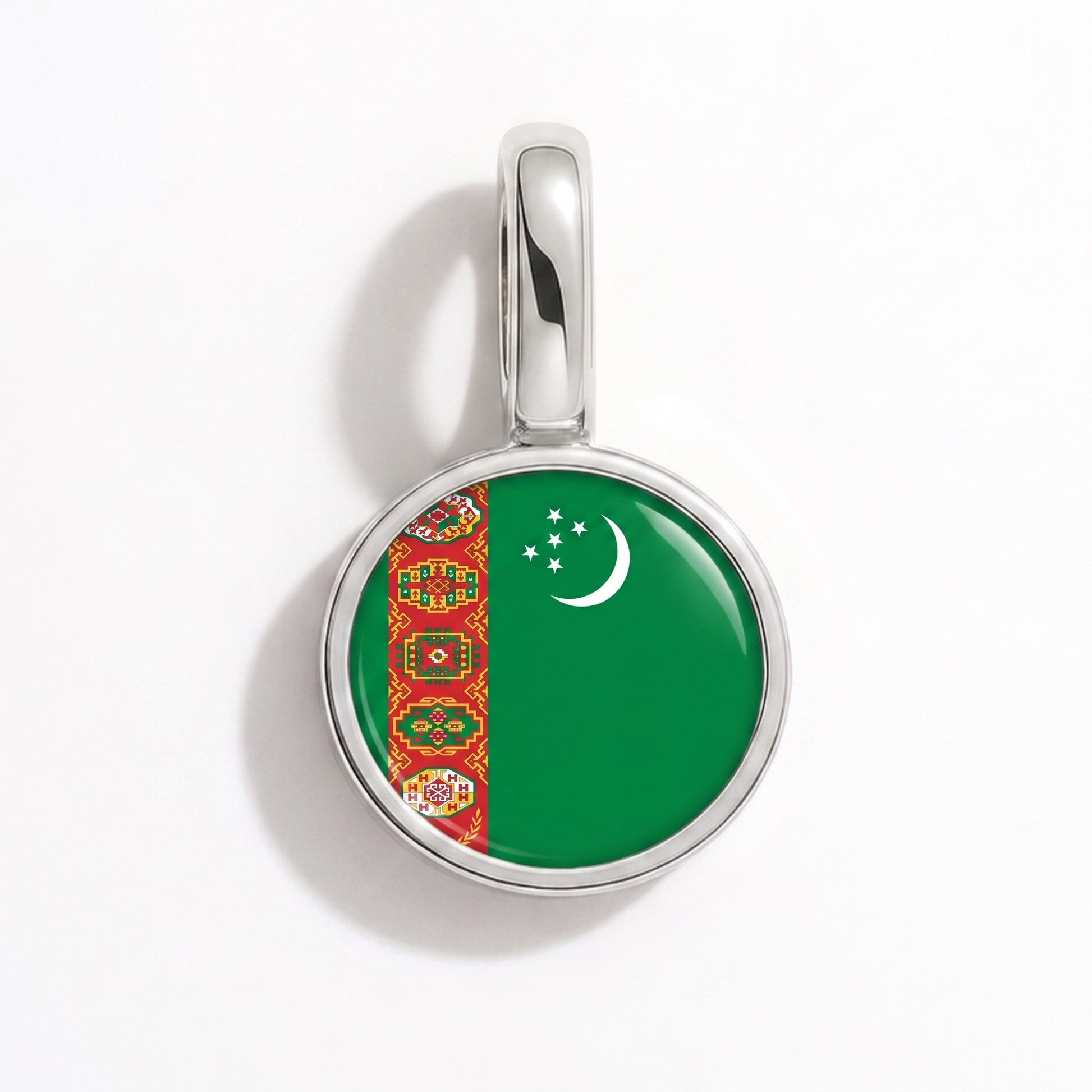 Turkmenistan Flagge – Charm Silber
