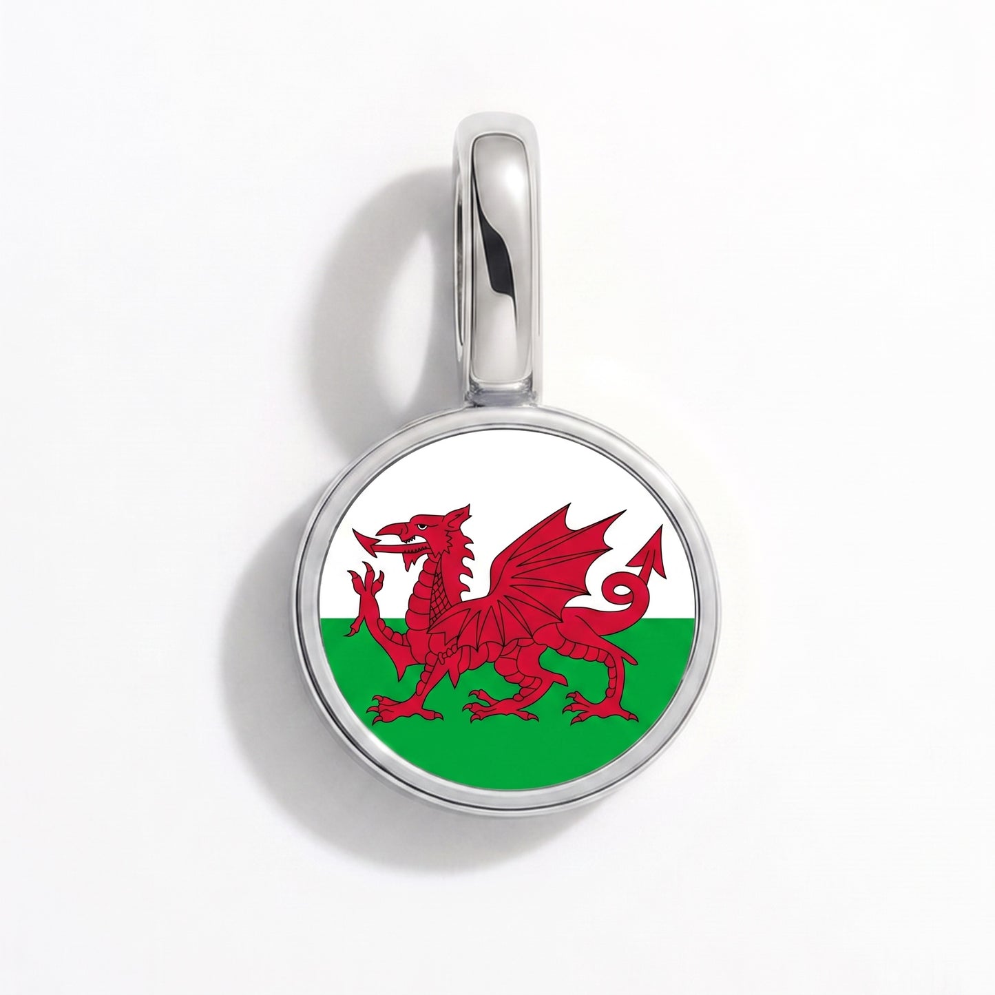 Wales Flagge – Charm Silber