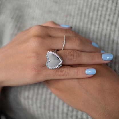 Medaillon Ring mit Foto - Herz