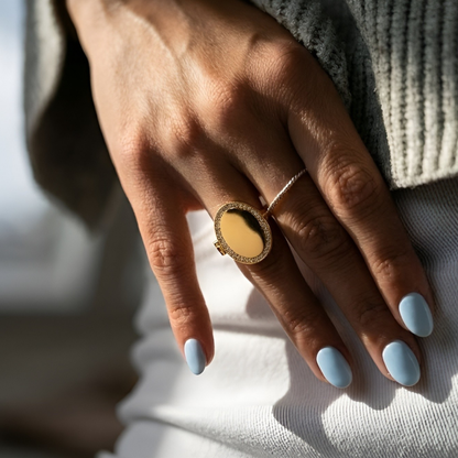 Medaillon Ring mit Foto - Oval