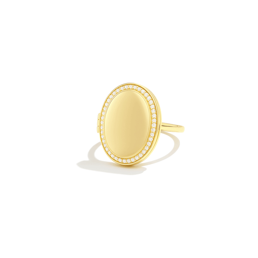 Medaillon Ring mit Foto - Oval