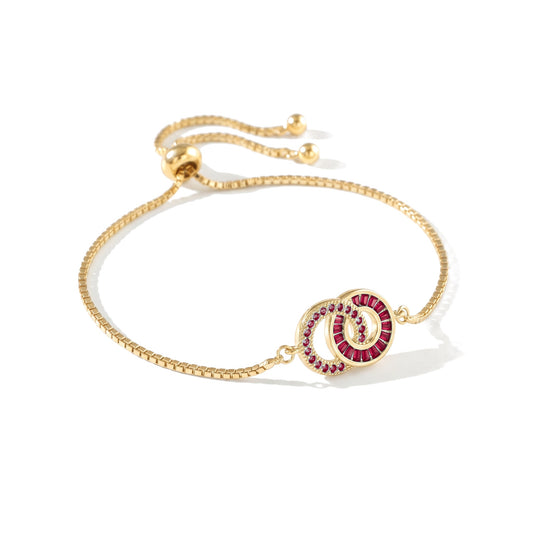 Mutter-Tochter-Armband in Gold – Mutter: Januar (Granat), Tochter: Januar (Granat)