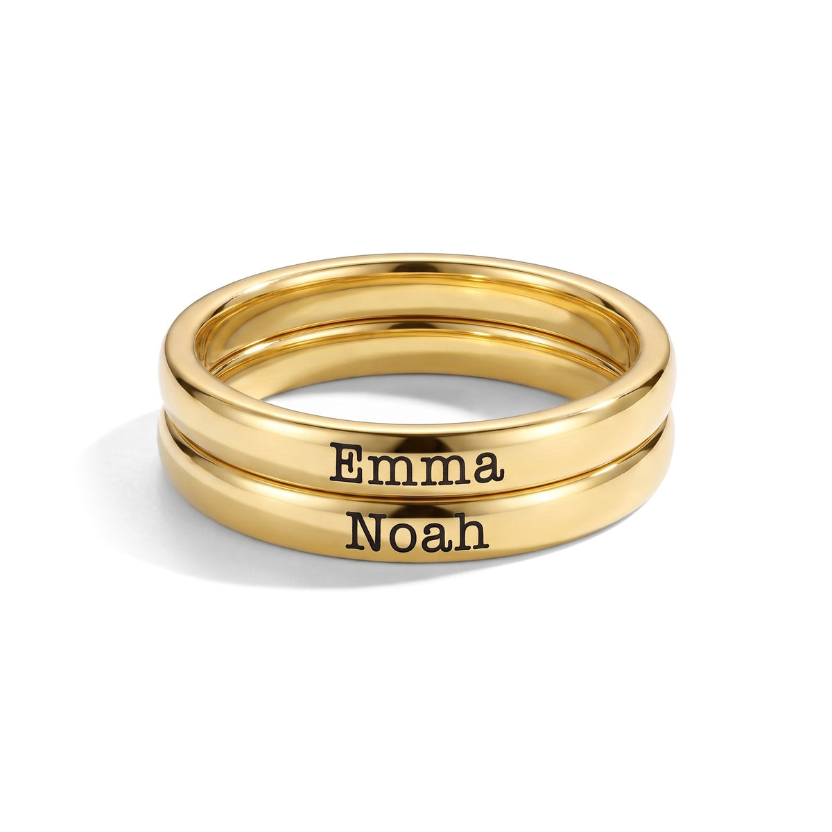 Stapelring mit Namen – Gold – 2 Ringe gestapelt