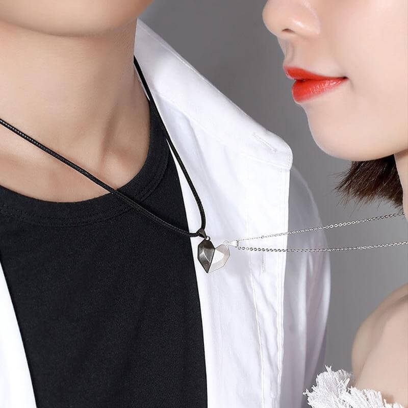 Magnetic heart necklaces for couples & BFFs