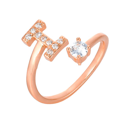 Cubic zirconia letter ring