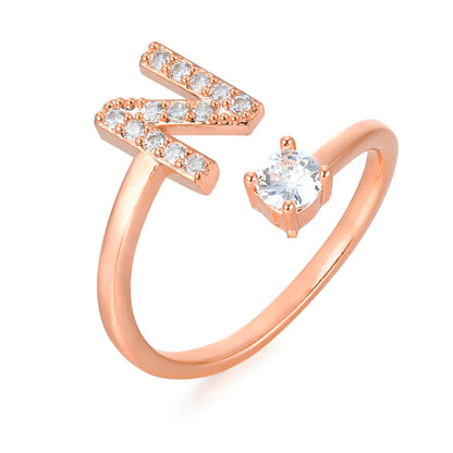 Cubic zirconia letter ring