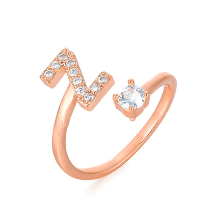 Cubic zirconia letter ring