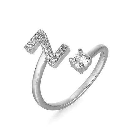 Cubic zirconia letter ring