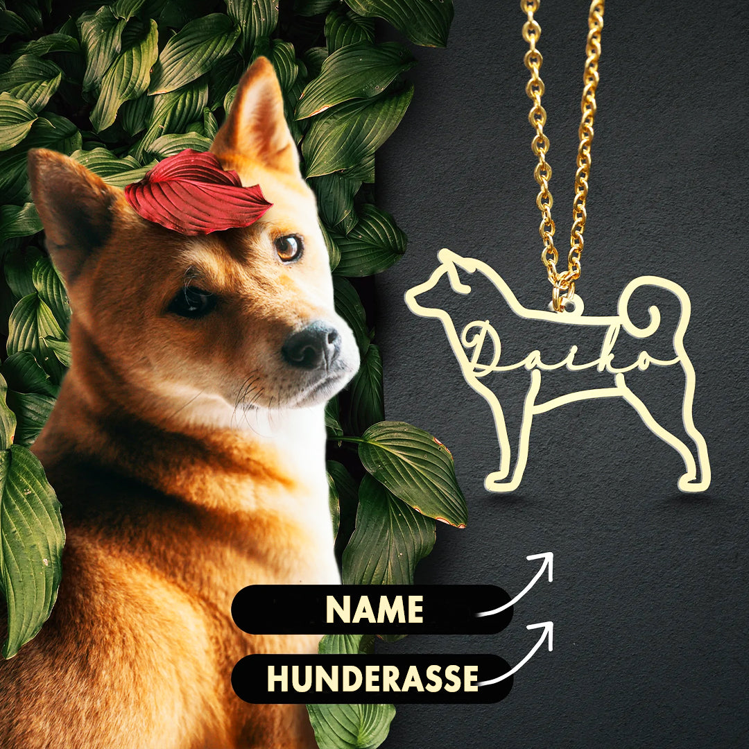 Personalisierte Hunde Namenskette mit Hunderasse